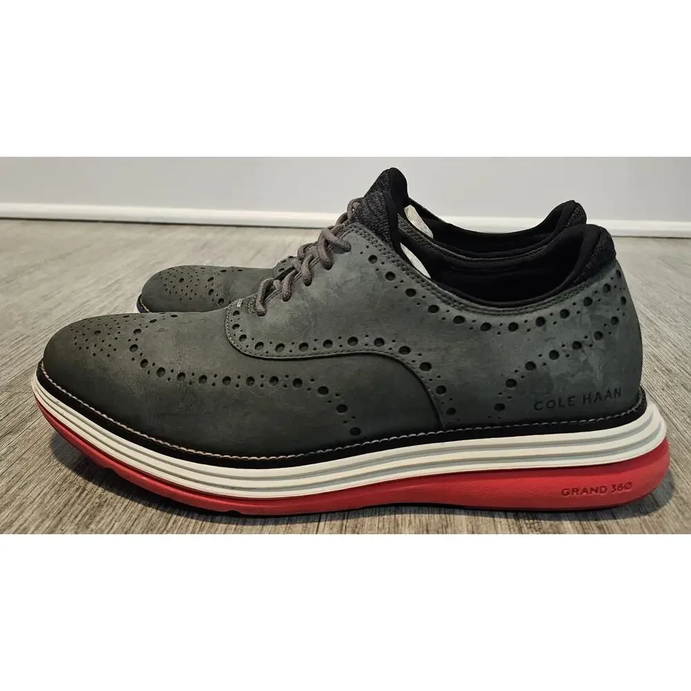 Cole Haan Shoes Mens Size 9.5 Gray Nubuck Original Grand Wingtip Lace Up Casual